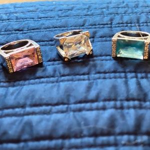 Three crystal stone rings 7-71/2